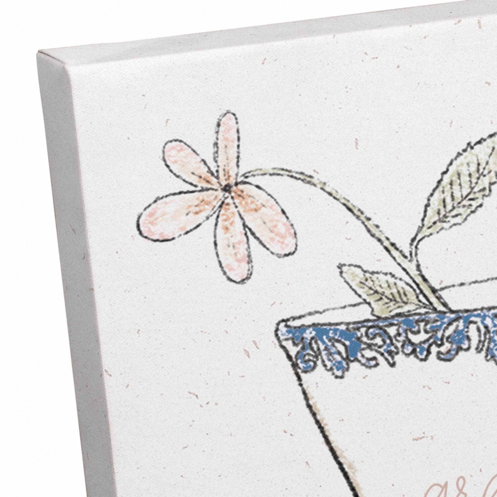 Tea Cup With Flower 12" x 12" Canvas Wall Art